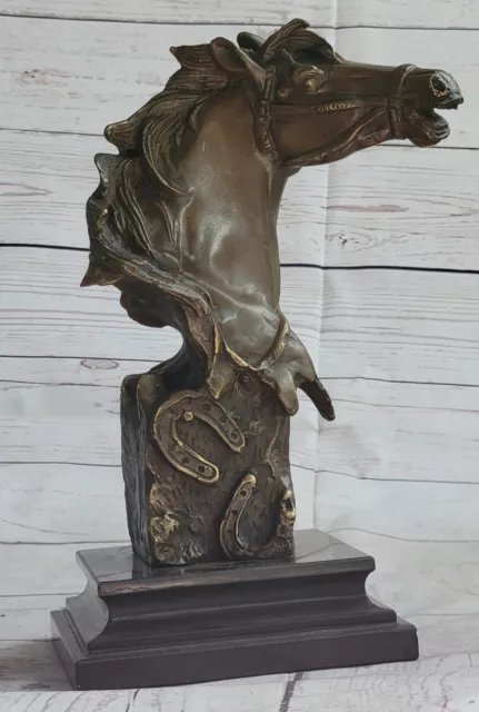 Buste Bronze Marbre Statue Abstrait Cheval Sculpture Fonte Figurine Art