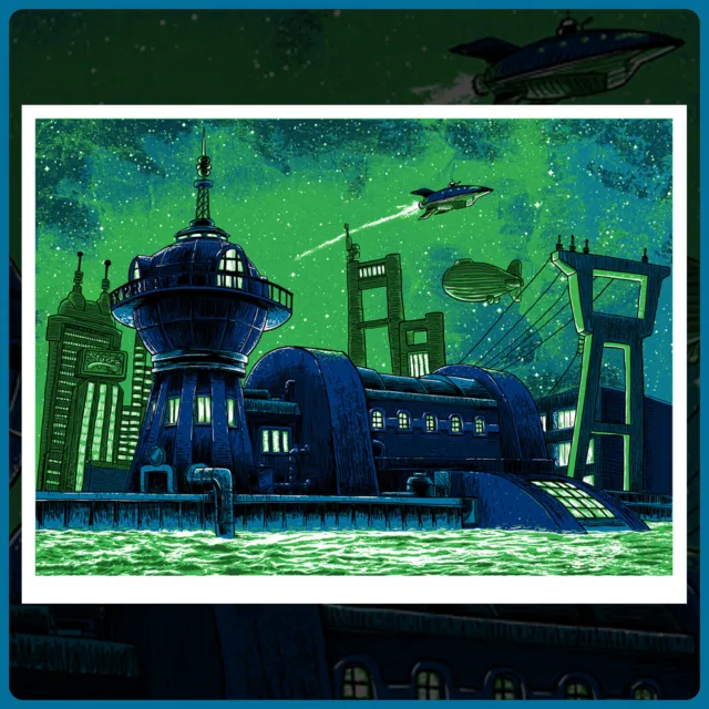 FUTURAMA "Good News Everyone" silkscreen print by artist Tim Doyle / Nakatomi