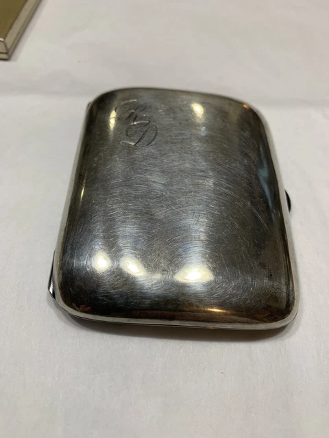 Antique 1940s Sterling Silver Convex Pocket Cigarette Card Case 3”x2.75” 57gr