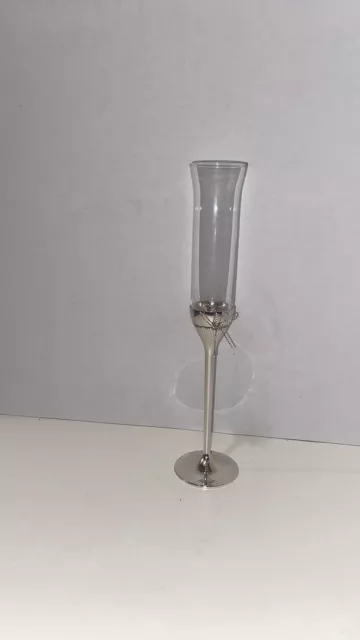 Vera Wang Love Knots .999 Silverplated Crystal Toasting Flutes open box in wrapp