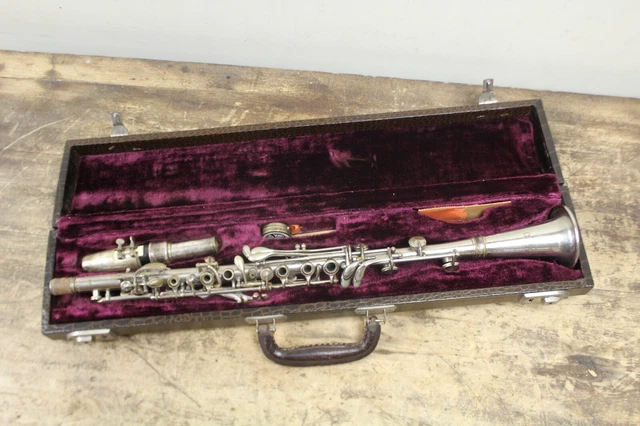 Antique Metal Silver Plate Clarinet- GADCO Antique Metal Silver Plate Clarinet- GADCO