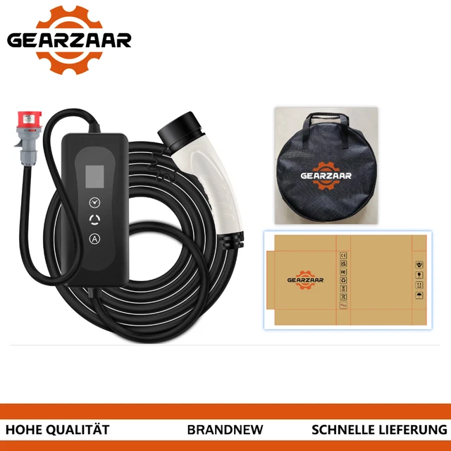 Wallbox mobile EV 11kW tipo 2 lunghezza cavo 5 m 8A/10A/13A/16A 3 fasi CEE 5 poli GEA