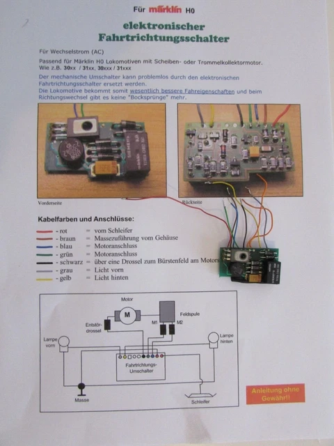 COMMUTATEUR DE DIRECTION électronique Märklin 614860 avec plan de 3356