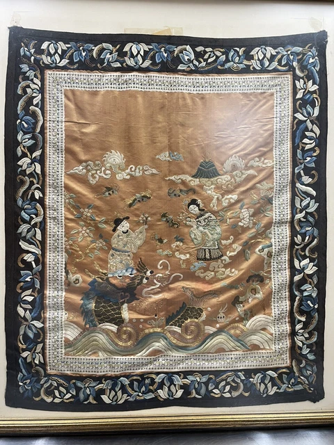 Antique Chinese Embroidered Silk Panel