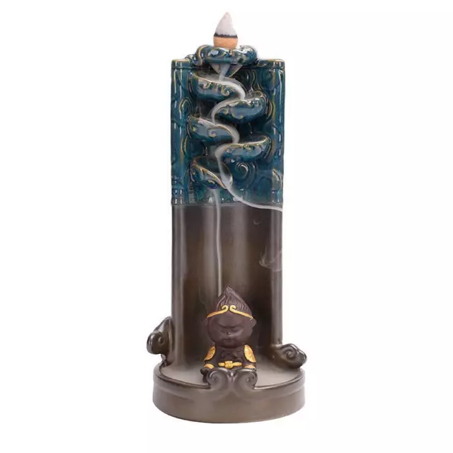 Little Buddha Waterfall Ceramic Incense Burner with 48 Free Backflow Cones