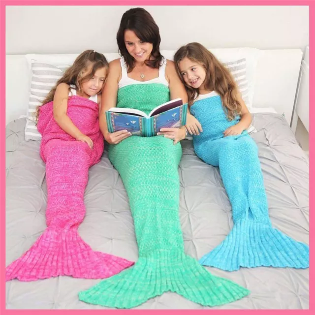 Polyester Soft Crocheted Mermaid Tail Blanket Knitting Sofa Cover Sleeping Bag