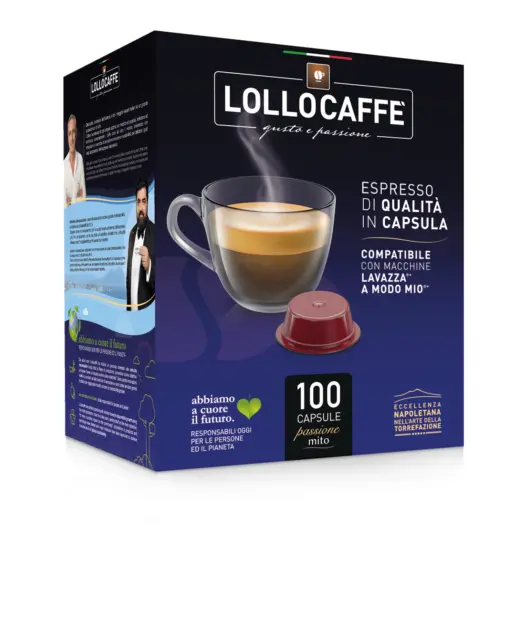 100 Capsule Lollo Compatibili Lavazza A Modo Mio Caffè Miscela Oro