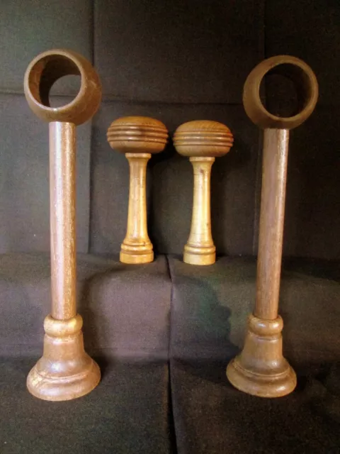 Lot 2 SUPPORTS de TRINGLE + 2 EMBRASSES pour RIDEAU Bois Curtain Rod Holder !