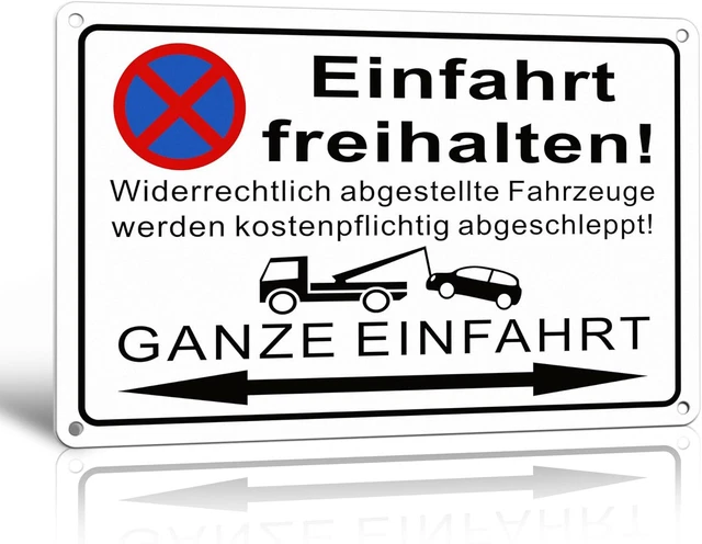 Schild 'Ein- Und Ausfahrt Freihalten' – 30x20 Cm, Weißes PVC-Schild Mit UV-Schutz, Wetterfest