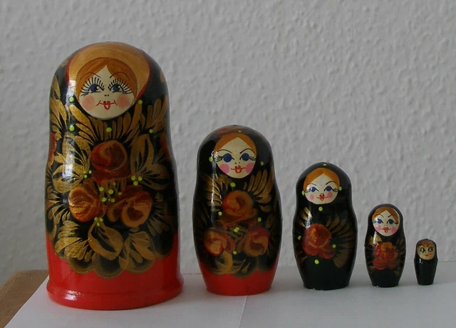 Lackkunst! Matrjoschka! Matroschka! Babuschka. 5 Holzpuppen. SCHÖNE GESCHENKIDEE