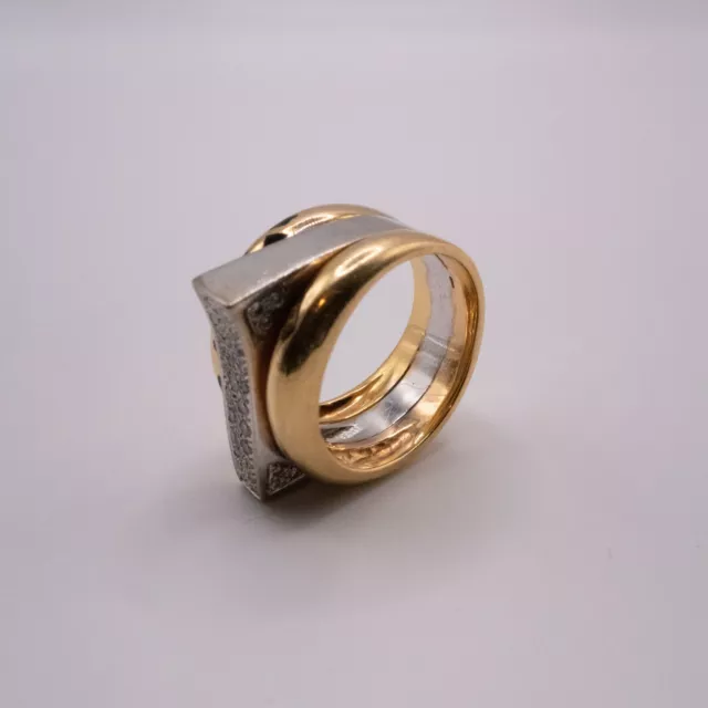 Bague Tank Or Jaune & Blanc 18K Diamants