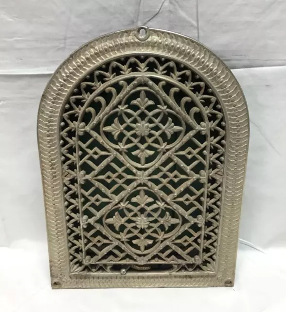 Antique Cast Iron Nickel Arched Top Wall Register Heat Grate 8x12 842-23B