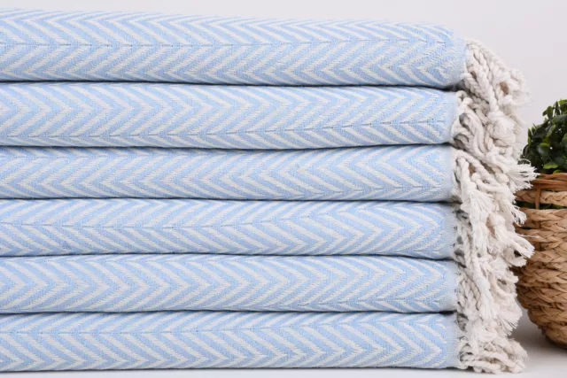 Turkish Towel, Organic Cotton Towels, Baby Blue Towel, Chevron Peshtemal 3