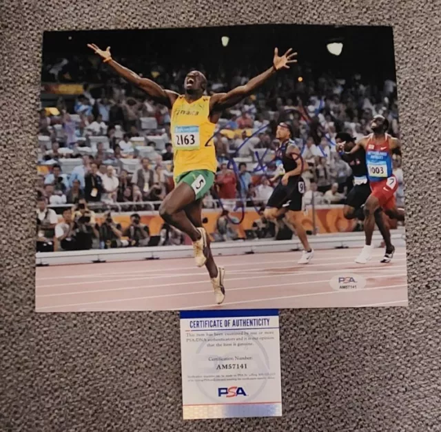 Usain Bolt Signed 8X10 Photo Olympics Fastest Man Gold Psa/Dna Auth #Am57141