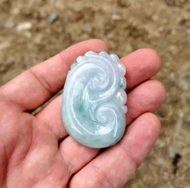 Celadon White Jadeite Jade Superb Vintage Chinese Carved Necklace Pendant Amulet