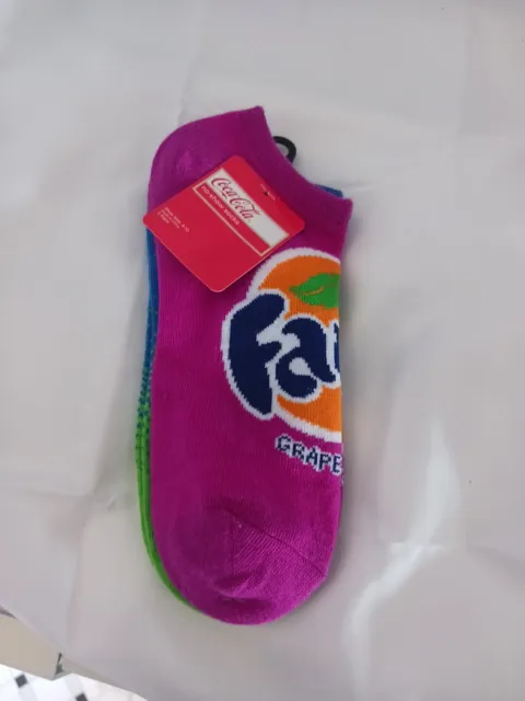 2 Pk SPRITE AND FANTA GRAPE NO SHOW SOCKS COCA COLA BRAND. SHOE SIZE 4- 10 CK1