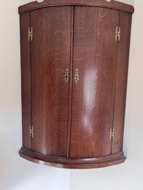 Attractive Antique Georgian  Bow Front Hanging Corner Cabinet