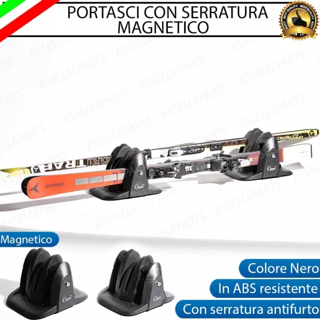 Portasci Porta Sci Nero Magnetici Con Chiave Per Renault Clio 4