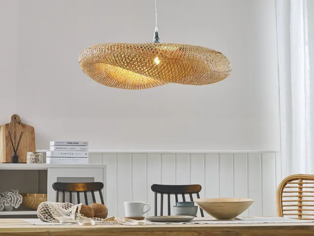 Lampe suspension design en bambou clair grande touche bohème et scandinave