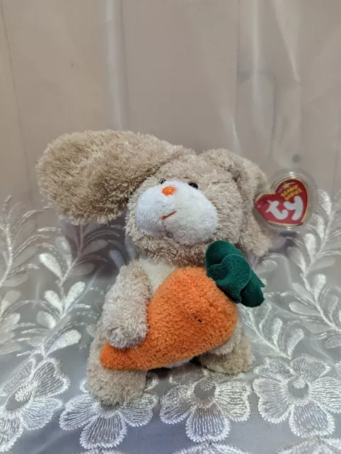 Ty Beanie Baby - Veggies The Bunny Rabbit Holding A Carrot - Mint Retired Easter