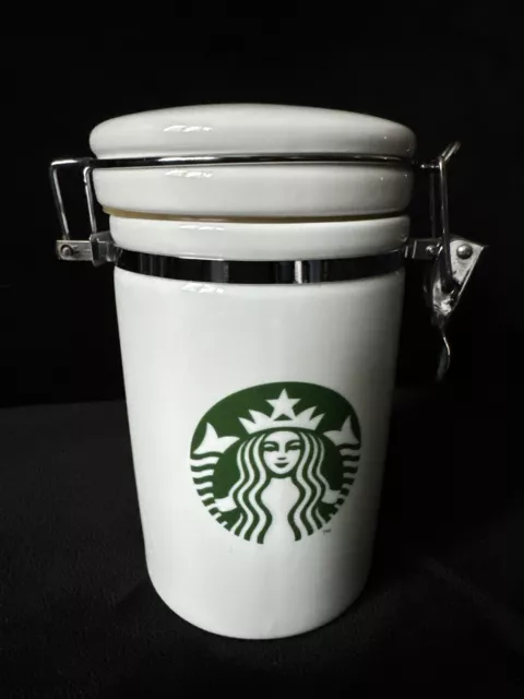 Starbucks Coffee Ceramic Clip Top  Storage Jar. Kitchen Jar, Coffee Pot
