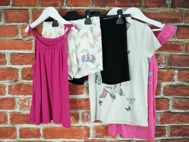 T-Shirt Ragazze Pacchetto Età 8-9 Anni Next Gap M&S Pantaloncini Top Butterfly 134Cm