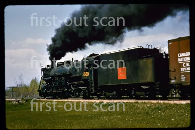 DUPLICATE SLIDE - Canadian National CN 3589 STEAM Action 1950s
