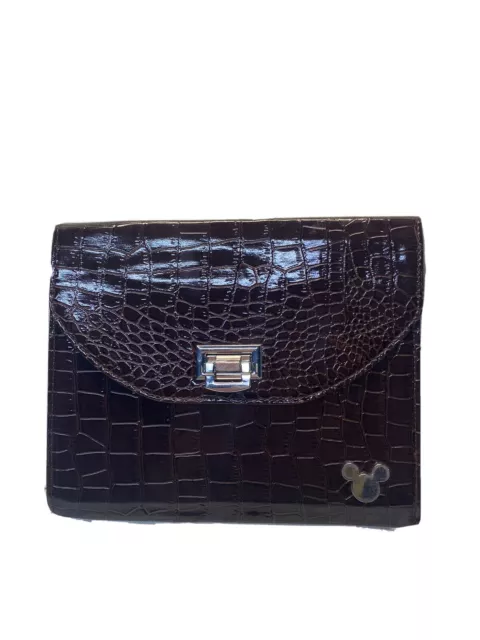 Disney Parks Mickey Mouse iPad/Tablet Case Flat Pouch Brown Faux Alligator Skin