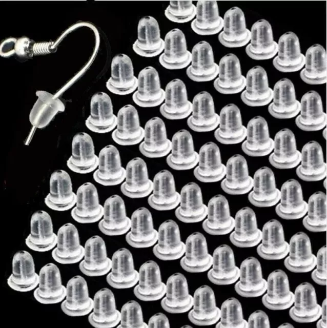 Silicone Earring Backs Rubber Earrings Backs Stoppers Caps Clear Ear Ring 100PC