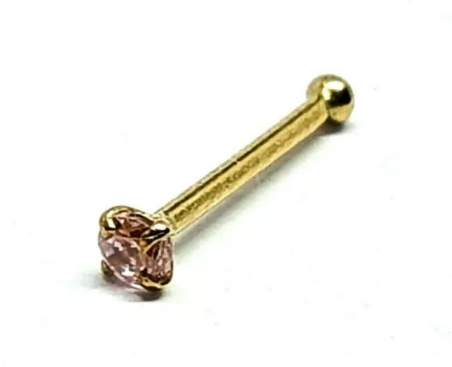 Piercing de nez or topaze rose 1,5 mm cristal or jaune 9 carats 22 g (0,6... 2