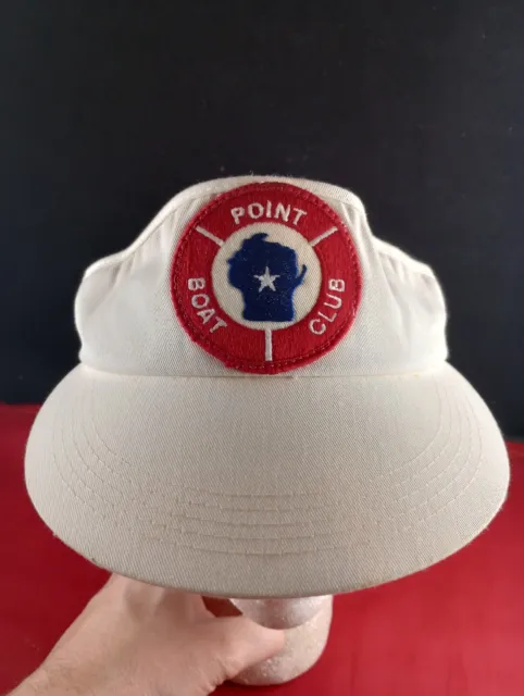 Vtg Point Boat Club Stevens Point Wisconsin Adjustable Visor Cap Hat *517