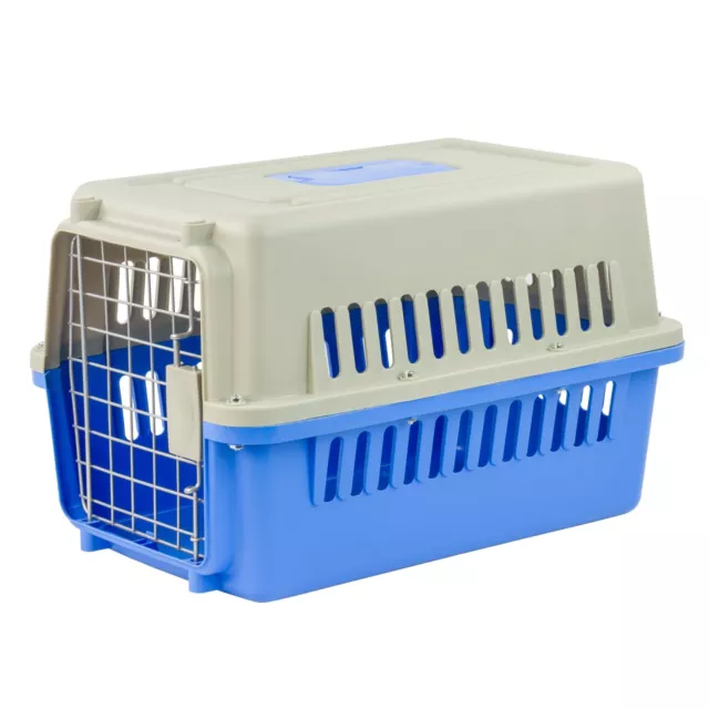 Kct Small Blue Plastic Pet Carrier Cat Dog Portable Carry Crate Travel Case