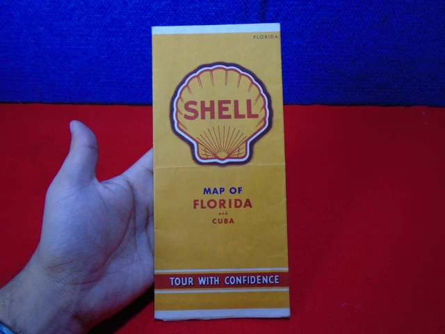 1950'S ERA  Shell Florida and Cuba Vintage Road Map  XX-36