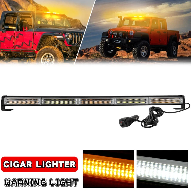 Barre Stroboscopique Riloer 54 LED - Aimantée, 26 Modes, Jaune/Blanc, 12V - Pour Véhicules D'Urgence, Chantiers