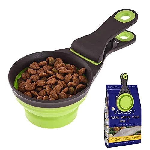 3-In-1 Dog Food Scoop with Bag Clip and Measuring Cup