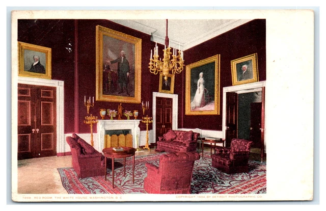 1907 Washington, DC Postcard-  RED ROOM THE WHITE HOUSE WASHINGTON D C