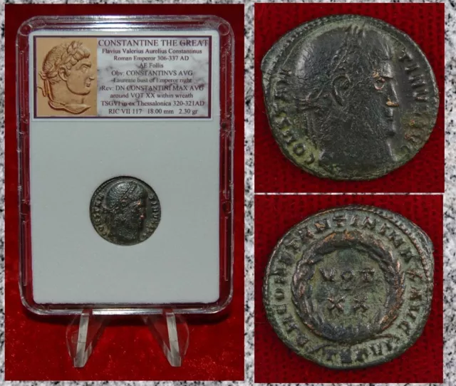 Ancient Roman Empire Coin CONSTANTINE THE GREAT VOT XX Wreath