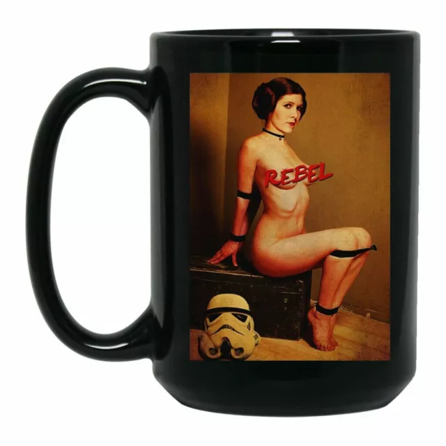 Star Wars Inspired Princess Leia Rebel In Bondage Black Coffee Mug