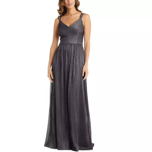 NW Nightway Womens Silver Metallic Maxi Evening Dress Gown 6 BHFO 8693
