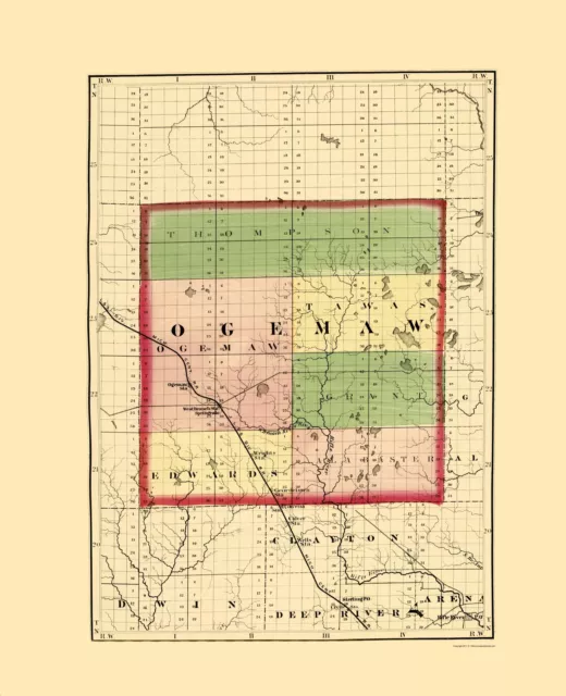 Ogemaw County Michigan - Walling 1873 - 23.00 x 28.30