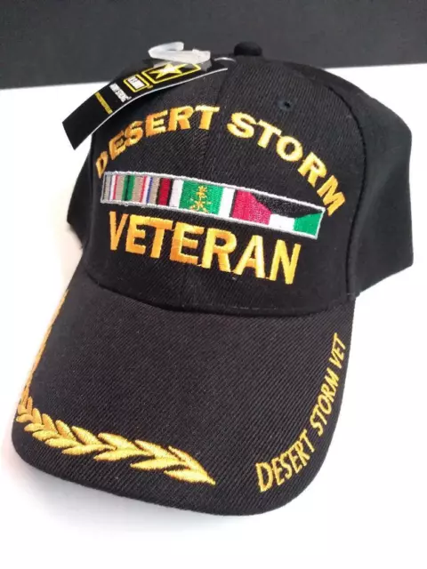 Desert Storm Veteran Ribbon Embroidered Logo Military Hat Cap Desert Storm Veteran Ribbon Embroidered Logo Military Hat Cap