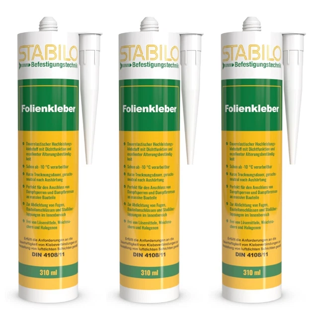 3x Dichtkleber 600ml Für Dampfbremse Folienkleber Dampfsperre Schlauchbeutel 271631736152
