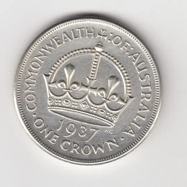 1937 Kgvi Australia Crown (92.5% Silver) - Great Large Silver Coin