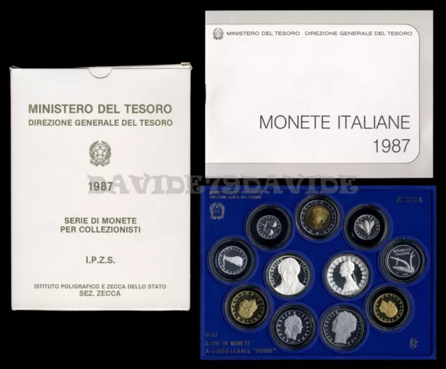 Repubblica Italiana 1987  - Divisionale 11 Valori 1987 Leopardi - Proof Fs