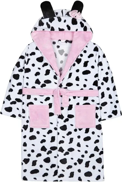 Girl's Dalmatian Hooded Dressing Gown Bath Robe pyjamas pj's