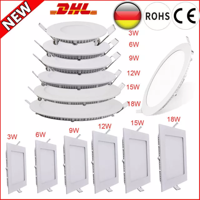 10/50x LED Panel Einbaustrahler Deckenleuchte Einbauleuchte rund eckig Ultraslim