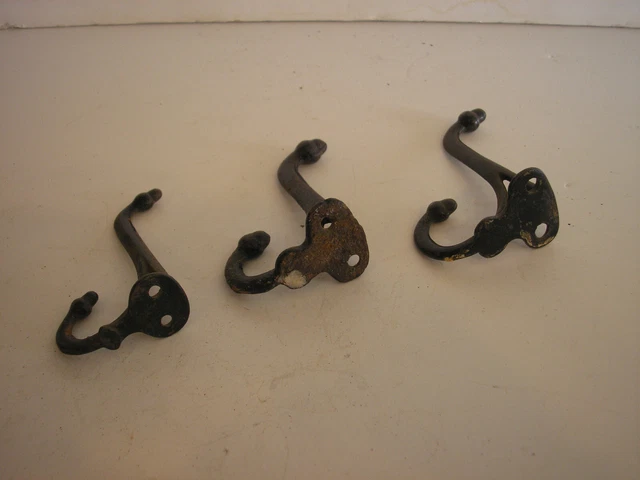 Antique Cast Iron Wall Coat/Hat Hooks (3 pc) 3