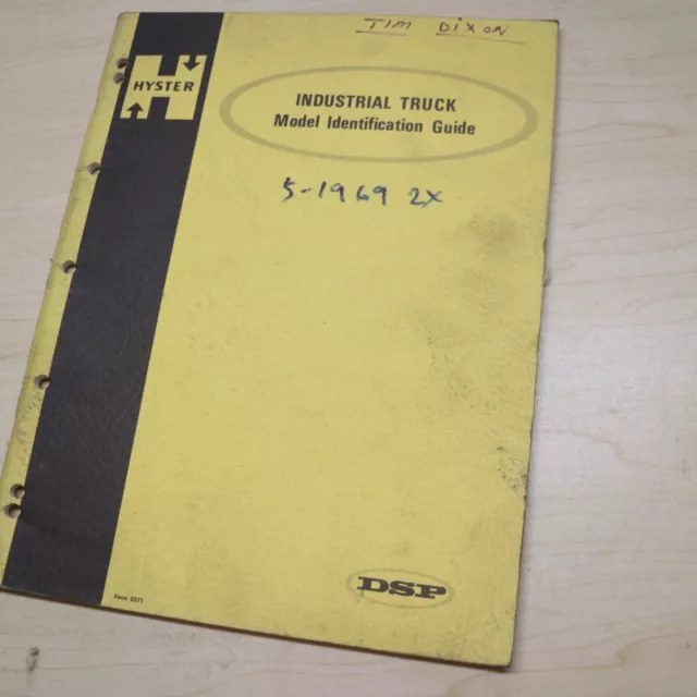 HYSTER LIFT FORKLIFT MODEL IDENTIFICATION GUIDE Shop Manual book 1969