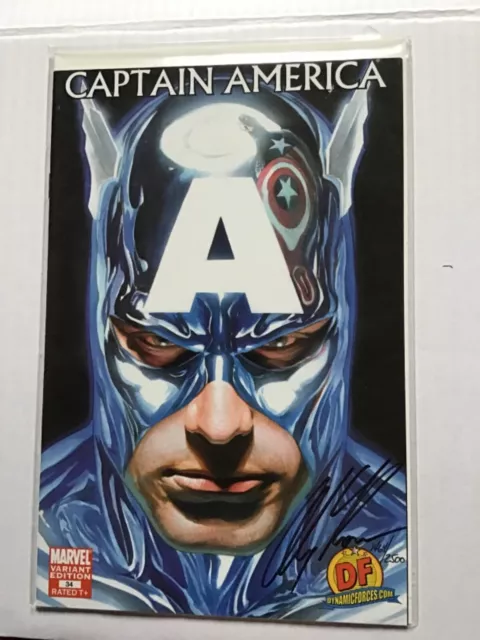 Captain America # 34 Dynamic Forces Variant Signed By Alex Ross Coa Marvel Comic