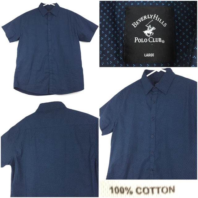 NEW Beverly Hills Polo Club Mens Large Slim Fit (40 in Chest) Blue Cotton S/S